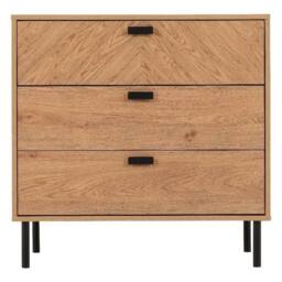 FORGEVIO Herringbone Medium Oak 3 Drawer Bedroom Storage Chest in Beige - thumbnail 3