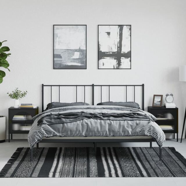 Berkfield Home Nightstands 2 pcs Black 50x35x60 cm Glass & Steel - Size: 50 x 35 x 60 cm - image 1