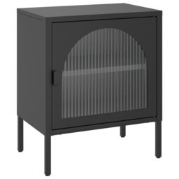 Berkfield Home Nightstands 2 pcs Black 50x35x60 cm Glass & Steel - Size: 50 x 35 x 60 cm - thumbnail 3