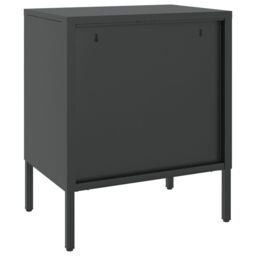 Berkfield Home Nightstands 2 pcs Black 50x35x60 cm Glass & Steel - Size: 50 x 35 x 60 cm - thumbnail 6