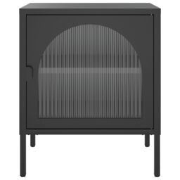 Berkfield Home Nightstands 2 pcs Black 50x35x60 cm Glass & Steel - Size: 50 x 35 x 60 cm - thumbnail 4