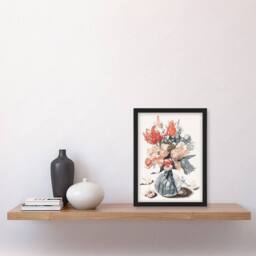 Artery8 Glass Vase With Spring Flowers Johan Teyler Framed Wall Art Print in White - Size: A4 - thumbnail 2