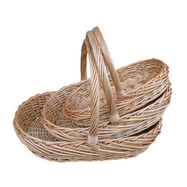Red Hamper Wicker Set of 3 Oval Buff Garden Trug in Brown - image 1