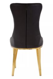 Orsina Black Leather Dining Chair, Effortless Cleaning Lounge Chair for Living Room, Space-Saving Dining Chair in Gold - thumbnail 5