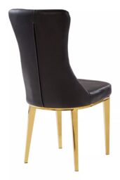 Orsina Black Leather Dining Chair, Effortless Cleaning Lounge Chair for Living Room, Space-Saving Dining Chair in Gold - thumbnail 4