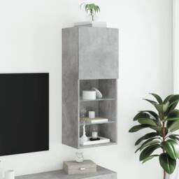 Berkfield Home TV Cabinet with LED Lights Concrete Grey 40.5x30x102 cm - thumbnail 4