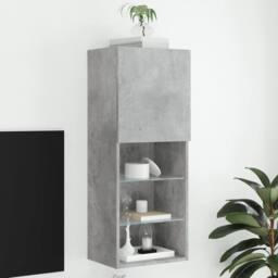 Berkfield Home TV Cabinet with LED Lights Concrete Grey 40.5x30x102 cm - thumbnail 2