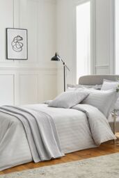 1951 'Adan' Cotton Sateen Duvet Cover in Silver - Size: Double - thumbnail 1