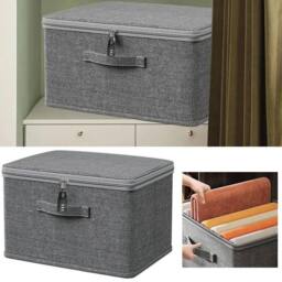 KORVIXA Large Foldable Canvas Folding Fabric Clothes Baskets in Grey - Size: 900mm