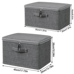 KORVIXA Large Foldable Canvas Folding Fabric Clothes Baskets in Grey - Size: 900mm - thumbnail 2