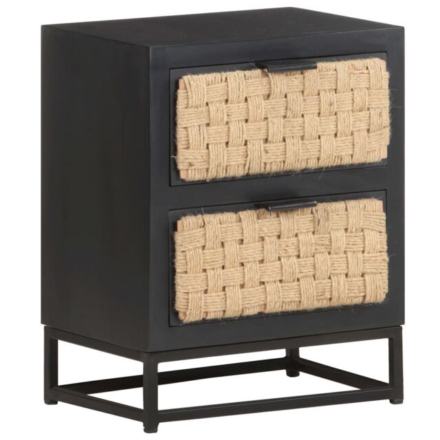 Berkfield Home Bedside Cabinet 40x30x50 cm Solid Mango Wood in Black - Size: 40 x 30 x 50 cm - image 1
