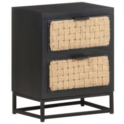 Berkfield Home Bedside Cabinet 40x30x50 cm Solid Mango Wood in Black - Size: 40 x 30 x 50 cm - thumbnail 1