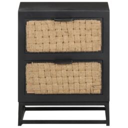 Berkfield Home Bedside Cabinet 40x30x50 cm Solid Mango Wood in Black - Size: 40 x 30 x 50 cm - thumbnail 2