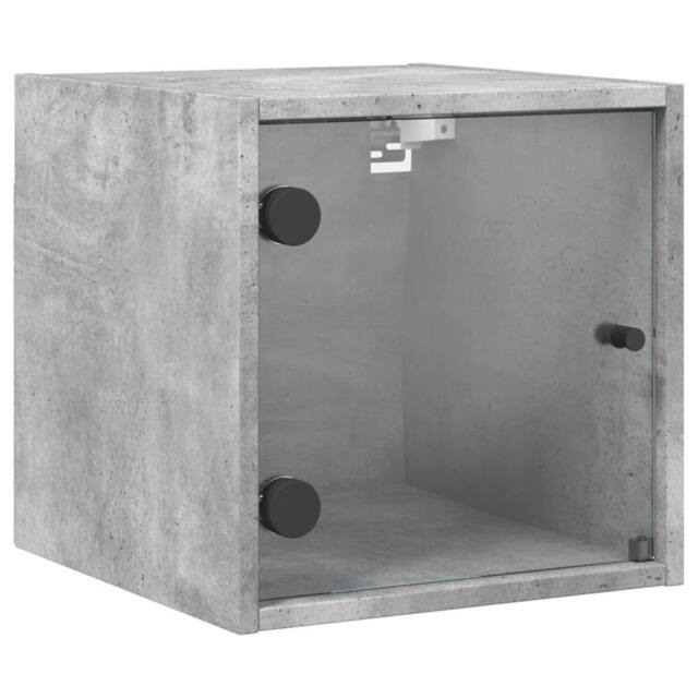 Berkfield Home Bedside Cabinet with Glass Door Concrete Grey 35x37x35 cm - Size: 35 x 37 x 35 cm - image 1