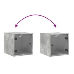 Berkfield Home Bedside Cabinet with Glass Door Concrete Grey 35x37x35 cm - Size: 35 x 37 x 35 cm - thumbnail 9