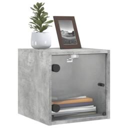 Berkfield Home Bedside Cabinet with Glass Door Concrete Grey 35x37x35 cm - Size: 35 x 37 x 35 cm - thumbnail 4