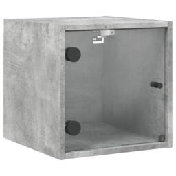 Berkfield Home Bedside Cabinet with Glass Door Concrete Grey 35x37x35 cm - Size: 35 x 37 x 35 cm