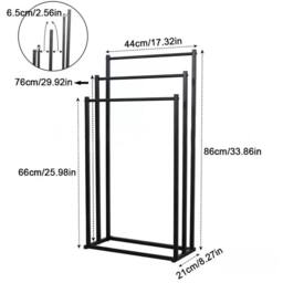 EONLION 3 Tier Free Standing Towel Rail Towel Holder in Black - thumbnail 2