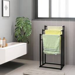 EONLION 3 Tier Free Standing Towel Rail Towel Holder in Black - thumbnail 5