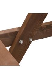Living and Home 6-Person Round Wood Picnic Table and Bench Set in Brown - thumbnail 5