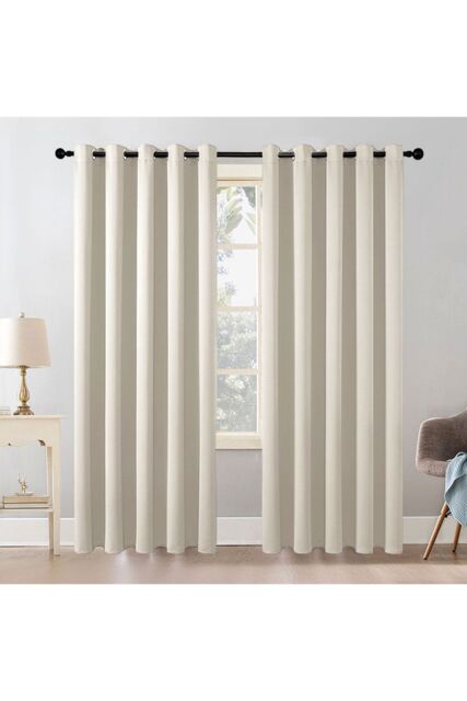 Garden Sanctuary Beige High Precision Blackout Curtains with Stainless Steel Grommets, 168cm W x 229cm H - Size: 168 cm W x 229 cm H - image 1