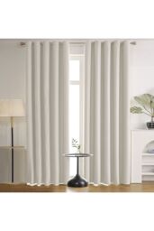 Garden Sanctuary Beige High Precision Blackout Curtains with Stainless Steel Grommets, 168cm W x 229cm H - Size: 168 cm W x 229 cm H - thumbnail 2