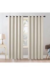 Garden Sanctuary Beige High Precision Blackout Curtains with Stainless Steel Grommets, 168cm W x 229cm H - Size: 168 cm W x 229 cm H