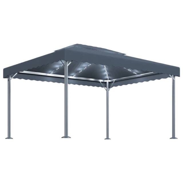 Berkfield Home Gazebo with LED String Lights 400x300 cm Anthracite Aluminium in Dark Grey - image 1
