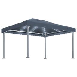 Berkfield Home Gazebo with LED String Lights 400x300 cm Anthracite Aluminium in Dark Grey - thumbnail 1