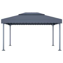 Berkfield Home Gazebo with LED String Lights 400x300 cm Anthracite Aluminium in Dark Grey - thumbnail 5