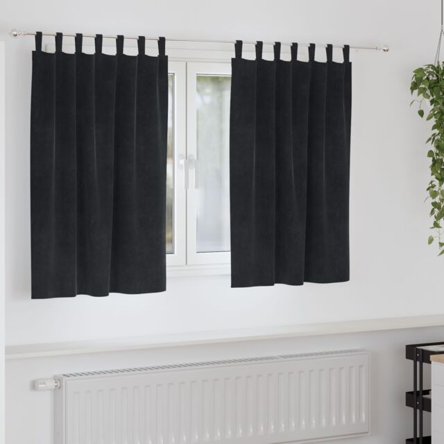 Berkfield Home Blackout Curtains with Hanging Loops 2 pcs Black Velvet - image 1