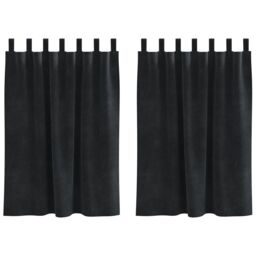 Berkfield Home Blackout Curtains with Hanging Loops 2 pcs Black Velvet - thumbnail 2