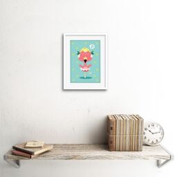 "Artery8 Wall Art Print Kawaii Flamingo Ballet Art Framed 9x7 inch in White - Size: W7"" x H9""" - thumbnail 2