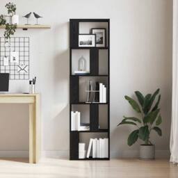 Berkfield Home Decorative Book Cabinet/Room Divider Black Oak 45x24x159 cm Engin - Size: 45 x 24 x 159 cm - thumbnail 1