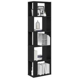 Berkfield Home Decorative Book Cabinet/Room Divider Black Oak 45x24x159 cm Engin - Size: 45 x 24 x 159 cm - thumbnail 4