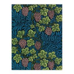 "Artery8 Grape Vine & Leaves Pattern Vintage Wall Art Print W. Morris in Blue - Size: W24"" x H32""" - thumbnail 1