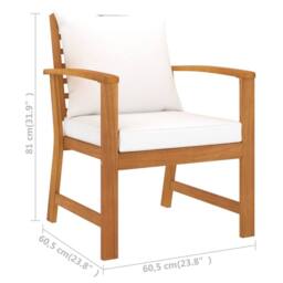 Berkfield Home Garden Chairs 2 pcs with Cream Cushions Solid Wood Acacia in Brown - thumbnail 6