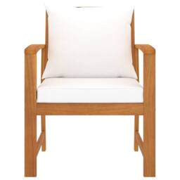 Berkfield Home Garden Chairs 2 pcs with Cream Cushions Solid Wood Acacia in Brown - thumbnail 2