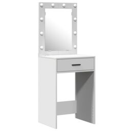 Berkfield Home 3 Piece Dressing Table Set with LED White Engineered Wood - thumbnail 5