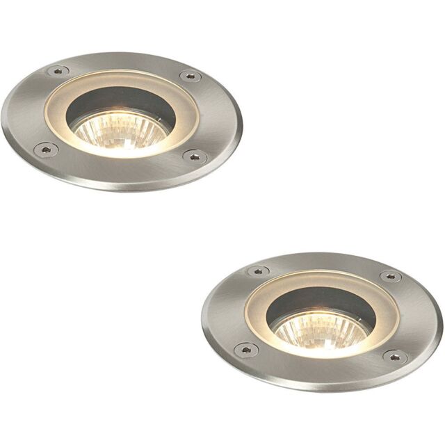 Loops 2 PACK Marine Grade IP65 Round Ground Light - 50W GU10 - Stainless Steel in Metallics - image 1