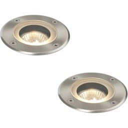 Loops 2 PACK Marine Grade IP65 Round Ground Light - 50W GU10 - Stainless Steel in Metallics - thumbnail 1