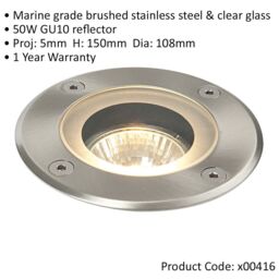 Loops 2 PACK Marine Grade IP65 Round Ground Light - 50W GU10 - Stainless Steel in Metallics - thumbnail 2