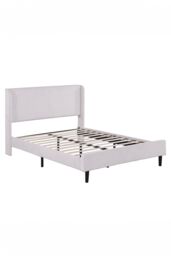 More4Homes Dereham Cord Fabric Winged Double Bed Frame in Ivory - thumbnail 5