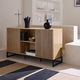 sweeek 140cm contemporary sideboard, wood-effect & 2 doors in Brown - thumbnail 4