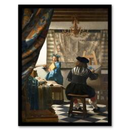 Artery8 Johannes Vermeer Framed Wall Art Print The Allegory of Painting - Size: A4 - thumbnail 1