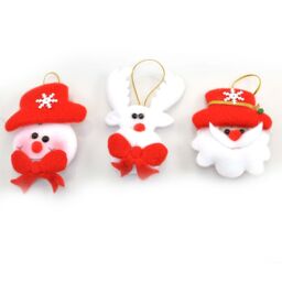 Shatchi 3pcs Novelty Christmas Tree Hanging Decorations Flashing LED Soft Teddy Set, Multi in Red - thumbnail 2