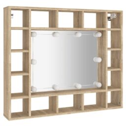 Berkfield Home Mirror Cabinet with LED Sonoma Oak 91x15x76.5 cm in Brown - thumbnail 3