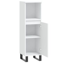 Berkfield Home Bathroom Cabinet White 30x30x100 cm Engineered Wood - Size: 30 x 30 x 100 cm - thumbnail 5