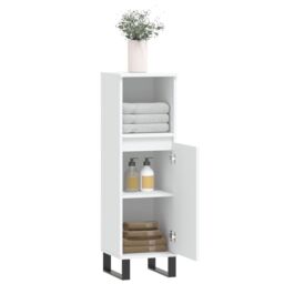 Berkfield Home Bathroom Cabinet White 30x30x100 cm Engineered Wood - Size: 30 x 30 x 100 cm - thumbnail 4