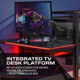 X Rocker Sanctum Mid Sleeper Bunk Bed with Gaming Desk & Underbed Space in Black - Size: Single - thumbnail 4